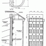 Konstruktionszeichnung eines Brunnens mit verschiedenen Ansichten (Seitansicht, von oben).