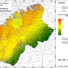 Blick auf eine farbige Übersichtskarte zum Thema Basis des Oberjura-Karstgrundwasserleiters in der Hydrogeologischen Region Mittlere Alb.