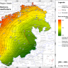 Blick auf eine mehrfarbige Übersichtskarte zum Thema Basis des Oberjura-Karstgrundwasserleiters in der Hydrogeologischen Region Ostalb.