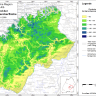 Blick auf eine farbige Übersichtskarte zum Thema Flurabstand der Karstgrundwasseroberfläche in der Hydrogeologischen Region Mittlere Alb.