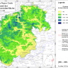 Blick auf eine farbige Übersichtskarte zum Thema Flurabstand der Karstgrundwasseroberfläche in der Hydrogeologischen Region Ostalb.